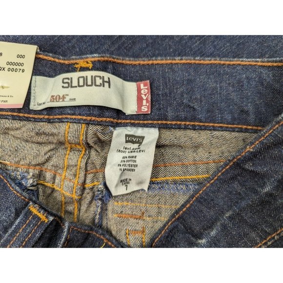 Vintage Y2K Levi's 504 Slouch Jeans Re-Issued Distressed Embroidery Size 7 New - Picture 10 of 11